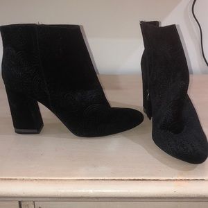 Black velvet booties